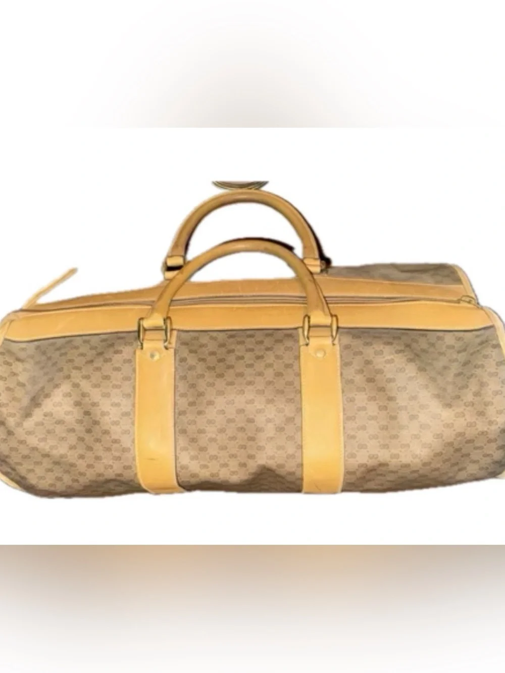 Gucci Beige Monogram Canvas Duffel with Tan Leather Trim